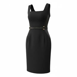 Lipsy London Black Tailored Sheath Dress Gold Hardware US 12